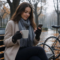 Unisex Winter Warm Cycling Gloves with Windproof and Non-Slip Design, Convertible Fingerless Suede