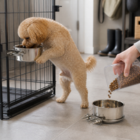 Pet Stainless Steel Hanging Bowl for Cages - Anti-Tip Food and Water Feeder