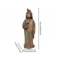 Vintage Lady Figurine Fine Workmanship Chinese Design Figurine Rustic Finish