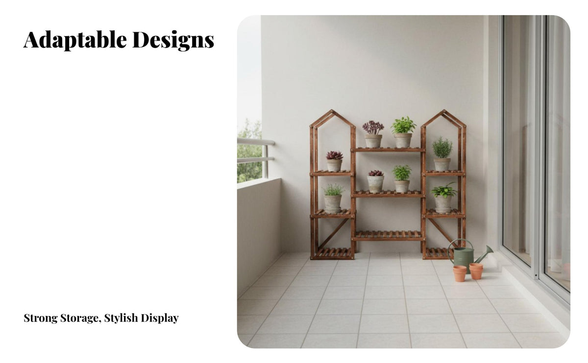 Floor-Standing Multi-Level Planter Stand Artistic Design Tree-Shaped Pot Stand Space-Saving Flower Rack Stable Construction for Gardeners, Homeowners, Apartment Dwellers, Balcony, Living Room, Bedroom, Office