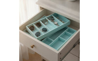 Eyewear Organizer with 5 Compartments Velvet-Covered Eyeglasses Storage Tray Low-Profile Glasses Storage Tray for Drawer, Dresser, Retail Display