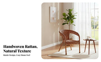 Handwoven Single Person Rattan Seat Ergonomic Backrest Rattan Armchair Sturdy Construction Woven Lounge Chair Lightweight for Seniors, Adults, Homeowners, Living Room, Sunroom, Balcony, Backyard