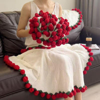 Rose Blanket Romantic Gift Flower Blanket Breathable Material Transforming Bouquet Throw for Girlfriend, Napping, Air-Conditioned Rooms