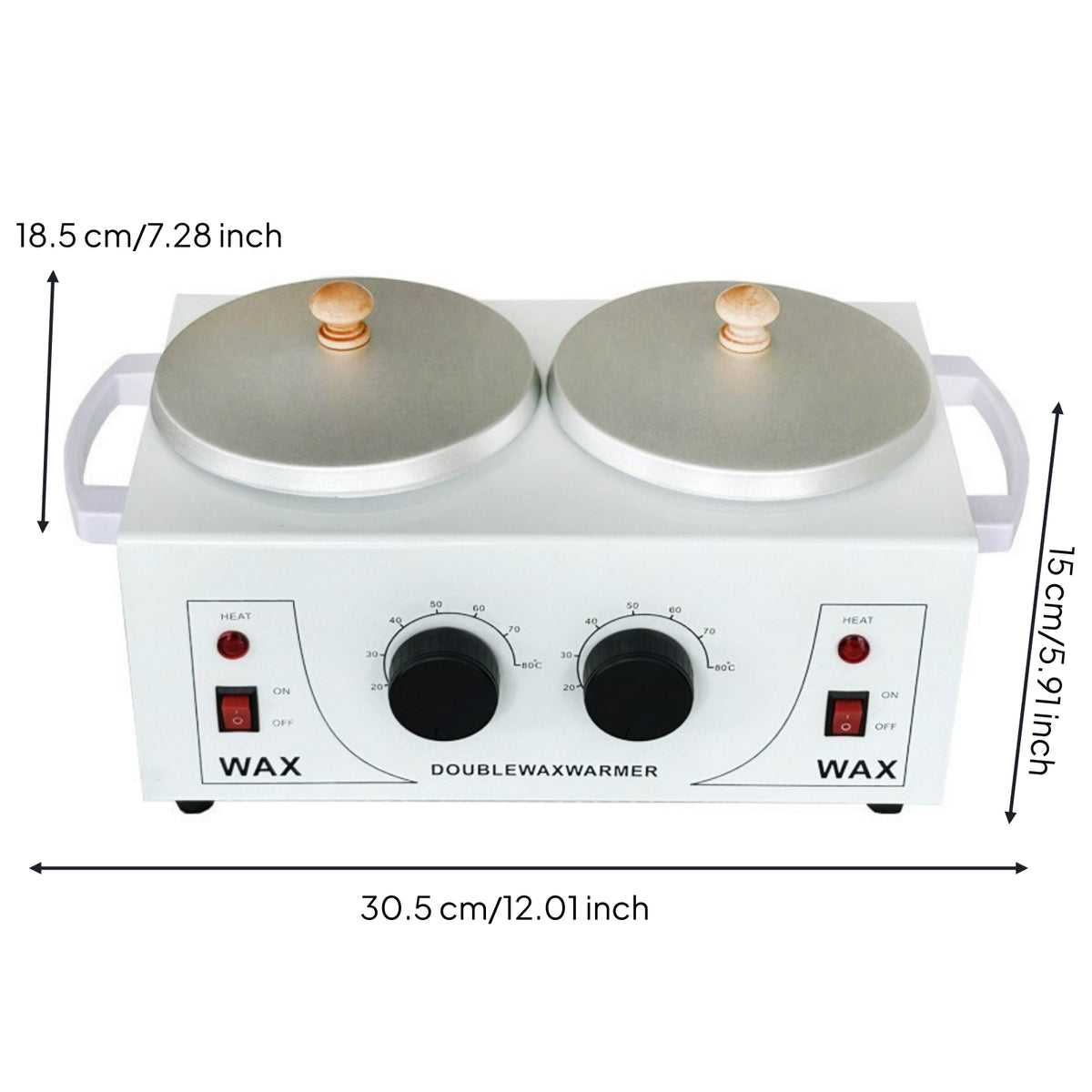 Double Depilatory Warmer Electric Double Pot Depilatory Heater Appliance Professional Adjustable Temperature for Estheticians