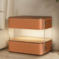 Modern Design Illuminated Nightstand with Wireless Charging Minimalist Aesthetic Illuminated Charging Cabinet Integrated light-emitting diode Lighting Bedside Table tap Control for Homeowners, technology lovers, Students, Home, Apartment, Guest Room