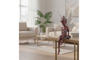 Resin Fairy Statue Seated Fairy Figurine Garden Textured for Plant Displays