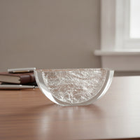 Resin Bowl with Ice Texture Thick-Walled Half-Bowl Vessel Minimalist Elegant for Interior Designers, Tabletop Display
