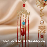 Ancient Chinese Design Headdress Set Oriental Charm Tassel Hairpin and Crown Set Fairy-Like Aesthetic Chinese Design Hair Accessory for Brides, Women