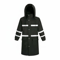 With Hood Reflective Safety Raincoat Heavy Duty High Visibility Rain Coat Long-Lasting Long Raincoat Wear-Resistant for Workers, Construction Sites, Commuting