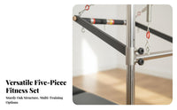 Pilates Luxury Reformer Solid Wood Frame Pilates Reformer with Steel Column Studio Grade Wooden Overhead Rig Table for Fitness Professionals