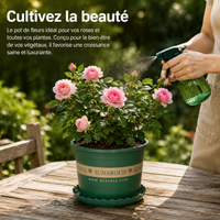 Large Size Outdoor Planter, Sturdy Synthetic Material Flower Pot, Dark Green for Balcony, No Saucer