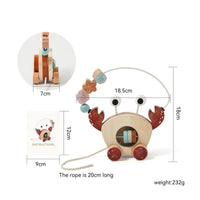 Smooth Wooden Bead Maze Toy Preschool Crab Pull Toy Portable Wooden Bead Maze Classic for Toddlers, Babies, Playroom