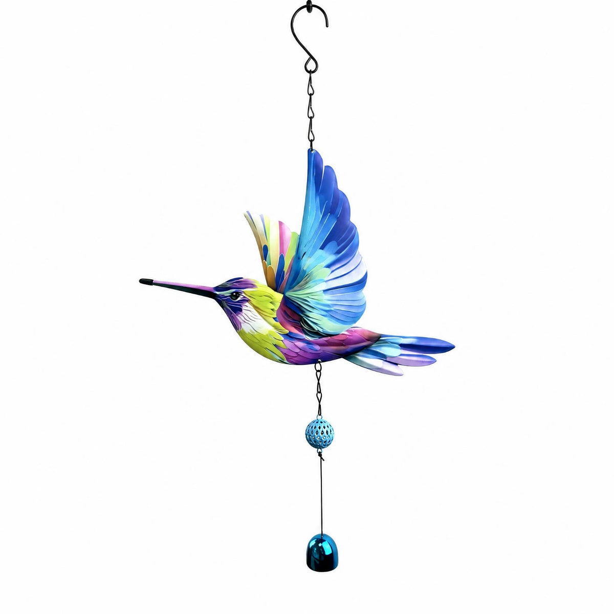Bell Hummingbird Wind Chime Decorative Metal Hummingbird Ornament Easy to Hang Home Decor All Seasons for Indoor