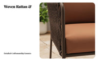 Weather-withstandant Woven Armchair and Table Set Comfortable Woven Armchair Set Handwoven Design Outdoor Furniture Sturdy Frame for Homeowners, Families, Adults, Balcony, Courtyard, rearyard, waterfront