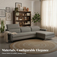 Corner Sofa with Folding rear Pillows L-Shaped Configuration Sectional Couch Adjustable rearrest Living Room Furniture for Families, Lounge Area, Home
