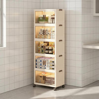 Installation-Tool-Effortless Foldable Storage Cabinet Easy Assembly Foldable Storage Cabinet with Wheels High Capacity Collapsible Plastic Organizer Double Entry for Children, Bedroom, Living Room, Kitchen, Bathroom