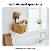 Wall Mount Garlic Holder Space Saving Kitchen Organizer Basket Breathable Design Woven Wall Basket for Pantry, Washroom