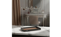 Jewelry Stand Tabletop Jewelry Organizer with Tray Desktop Necklace Holder with Wood Base for Vanity, Bedside Table