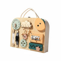 Made from Wood Wooden Busy Box Develops Fine Movement Skills Wooden Busy Board Screen-Unrestricted Fun Toddler Sensory Toy Internal Storage Space for Children, Preschoolers, Travel