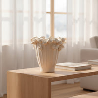 Vase with Floral Relief Asymmetrical Sculptural Vase Matte for Living Room