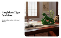 Zodiac Symbol Carved Tiger Figurine Stylized Tiger Figurine Collectible Art for Home Decorators, Desk, countertop
