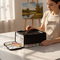 Portable Acrylic Paint Organizer Bag Padded Paint Case with Removable Dividers Spacious Art Supply Bag with Shoulder Strap Lightweight for Crafters