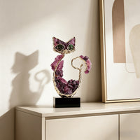 Luxury Crystal Lucky Cat Figurine for Entryway, TV Cabinet, Office Desk, Grand Opening Gift
