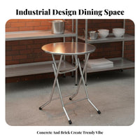 Space-Saving Stainless Steel Folding Table Easy to Clean Foldable Cafeteria Table and Chair Set Heavy Duty Metal Dining Chair Indoor/Outdoor Use for Food Stall Vendors, Caterers, Business Owners, Snack Bar, Cafe, Patio