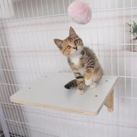 Cat Perch Shelf and Small Animal Cage Accessory, Solid Wood Multi-layer Board, 15kg Maximum Load for Indoor Adult Cats Exercise Scene Sleeping