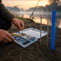 Detachable Fishing Umbrella Ground Insert Stand Holder with Storage Box