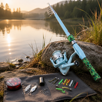 Telescopic Fishing Rod and Reel Combo 1.5m Composite Rod Saltwater Heavy Power
