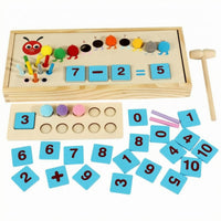 Arithmetic Practice Wooden Caterpillar Math Box Fine Motor Counting Toy Tray