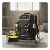Multiple Pockets Heavy Duty Tool Backpack Laptop Compartment Tool Organizer Backpack USB Charging Port Breathable Padded Back for Mechanics