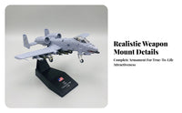 Close Air Support Model Airplane Light Gray 1:100 Scale A-10 Airplane Printed Markings Display Plane for Collectors