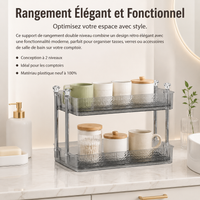 Double-Layer Transparent Storage Rack, Countertop Spice Shelf, Space-Saving for Office and Children's Room