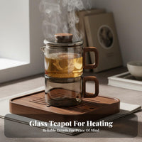 Glass Teapot Set Built in Strainer Efficient Brewing for Office Desk