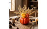 Fall Artificial Pumpkin Centerpiece Harvest Pumpkin with Flowers Autumnal Tabletop Decor Seasonal for Thanksgiving