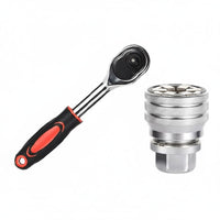 2 Pieces Portable Universal Socket Wrench Labor-Saving Drill Socket Adapter High Rotational Force Universal Maintenance Tool CR-V Steel for DIY Users, Mechanics, Home Repair, Garage, Workshop