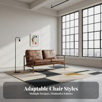 Leather Upholstery Wooden Frame suspension Chair Vintage aesthetic Indoor Furniture mid-centuryera Modern Design Upholstered pad for Adults, Readers, Homeowners, Living Room, Bedroom, Lounge Area, literary corner