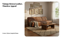Oil Wax Finish L-Shaped Corner Sofa Retro Design Sectional Couch Minimalist design Living Room Furniture Space-Saving for Apartment Dwellers, Homeowners, People Who Entertain, Home, Lounge Area, Basement