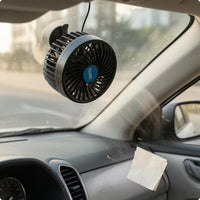 Stepless Speed 6-Inch Car Fan Adjustable Suction Cup Fan Blue Center Cap for Vehicle Interior
