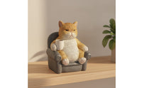 Cat Figurine with Solar Light Decorative Tabletop Ornament Small for Balcony