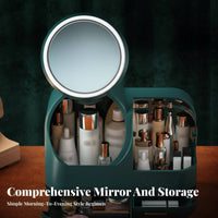 Portable Makeup Box with Mirror long-lasting rigid shell Cosmetics Case for Dorm Room