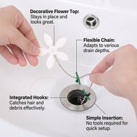 Tools for Hair Removal in Sink, Kitchen for Plumbing, Flower Shaped Drain Cleaner for Homeowners