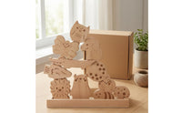 Wooden Animal Stacking Toy Beech Wood Animal Stacking Blocks Wooden Balance Toy Base Tray Children's Plaything