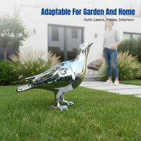 Stainless Steel-Look Bird Ornament, Resin Abstract Garden Sculpture, Outdoor Lawn Bronze Effect Animal Decor