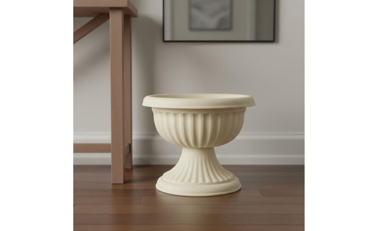 Goblet Planter Indoor Outdoor Use Ceramic Look Planter Double-Layer Design Decorative Plant Pot for Courtyard, Patio