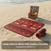 Moisture-Proof Portable Picnic Mat Thickened Design Waterproof Outdoor Blanket Sandproof Foldable Beach Mat Lightweight for Beachgoers, Travelers, Picnics, Camping, Travel, Outings