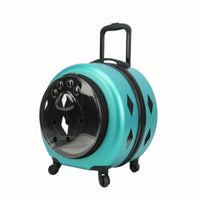 Transparent Wheeled Pet Carrier Ventilated Pet Carrier with Wheels Portable Long-Lasting for Cats, Veterinarian Visits