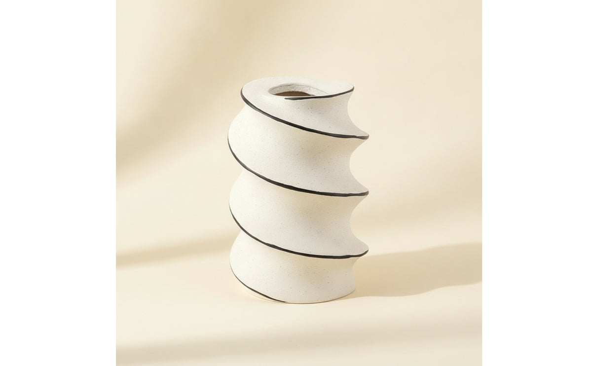 Sculptural Vase Modern Spiral Vase Matte for Living Room, Tabletop, Minimalists